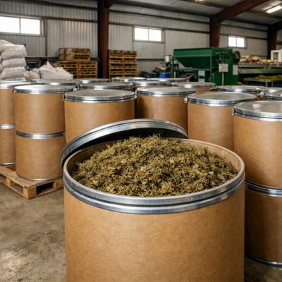 Almacenar biomasa canamo bidones